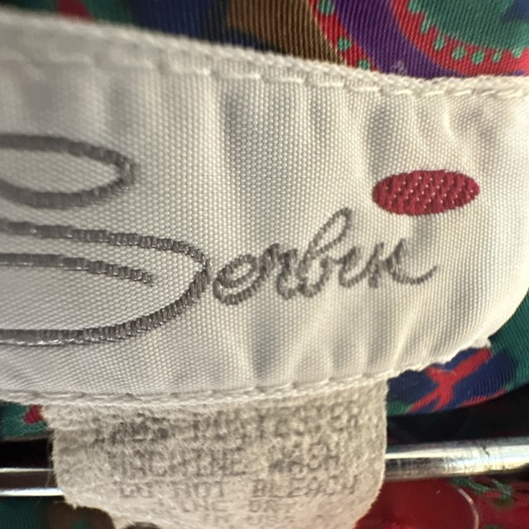 Vintage Serben Red Paisley Print Modest Long Sleeve Dress | Size: 12 - Picture 14 of 15